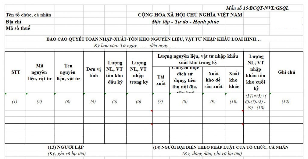 Nguyên phụ liệu xuất chuyển tiếp từ HĐ Gia công này sang HĐGC khác trong BCQT